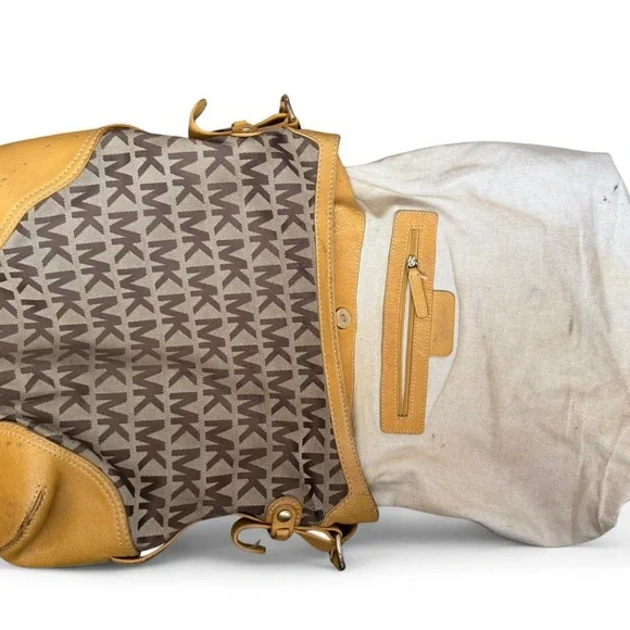 Michael Kors Gold and Brown Logo Handbag - Picture 6 of 6